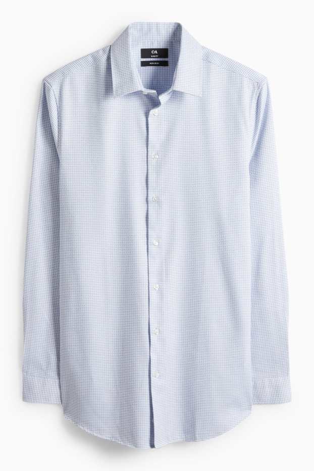 Hommes - Chemise de bureau - slim fit - col kent - sans repassage - finition texturée - blanc / bleu clair