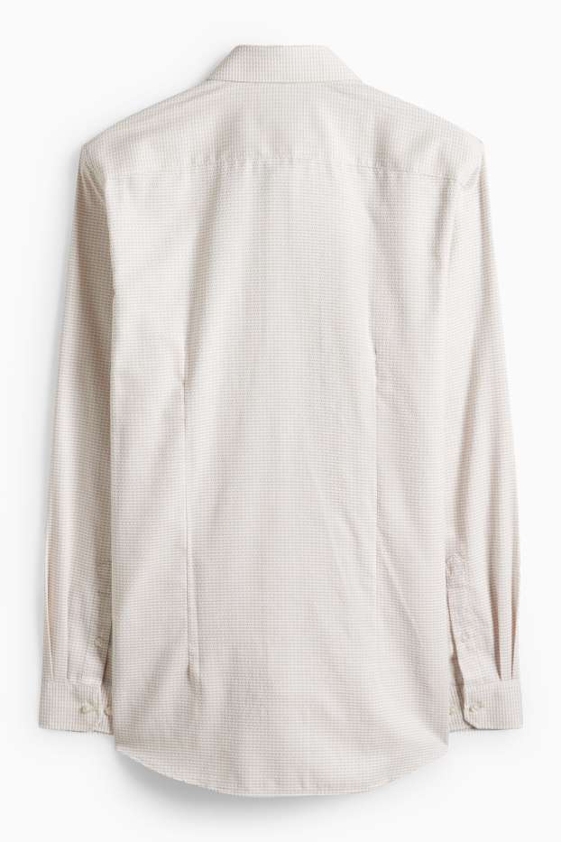 Herren - Businesshemd - Slim Fit - Kent - bügelfrei - strukturiert - hellbeige