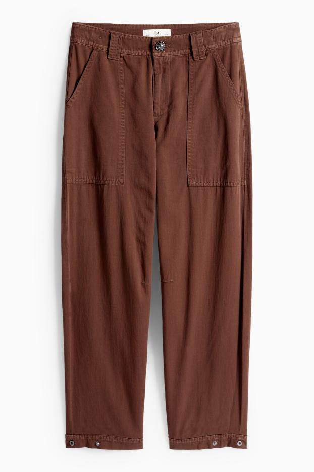 Děti - dívky - Kalhoty - tmavohnědá