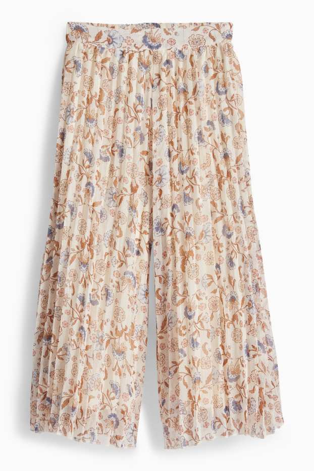 Nena - Flors - pantalons prisats - efecte brillant - beix