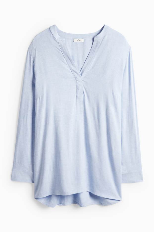 Femmes - Chemisier à encolure en V - bleu clair