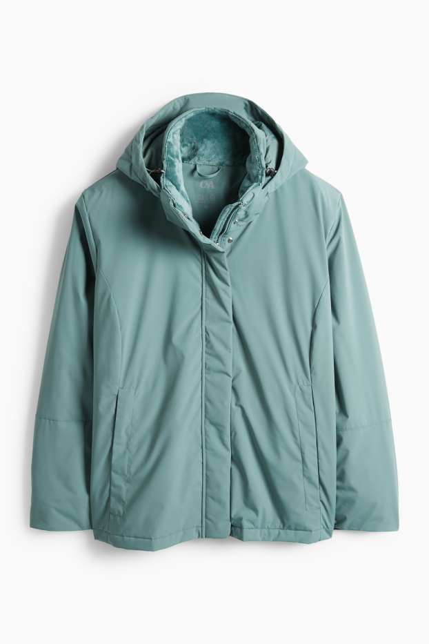 Damen - Jacke mit Kapuze - gefüttert - wasserabweisend - grün