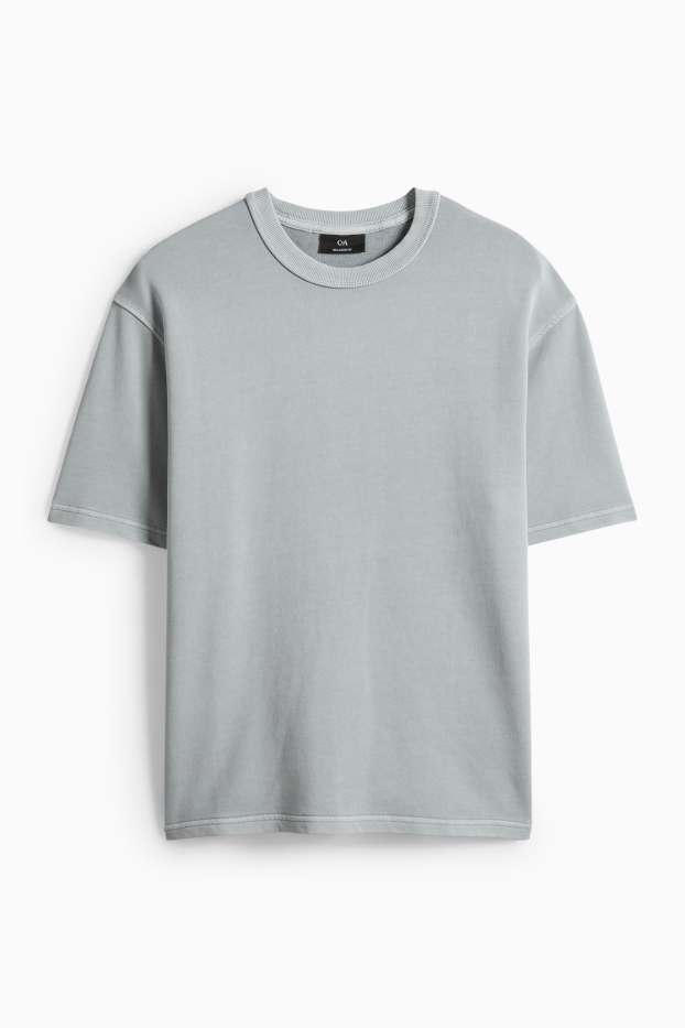 Pánské - Tričko - relaxed fit - světle šedá