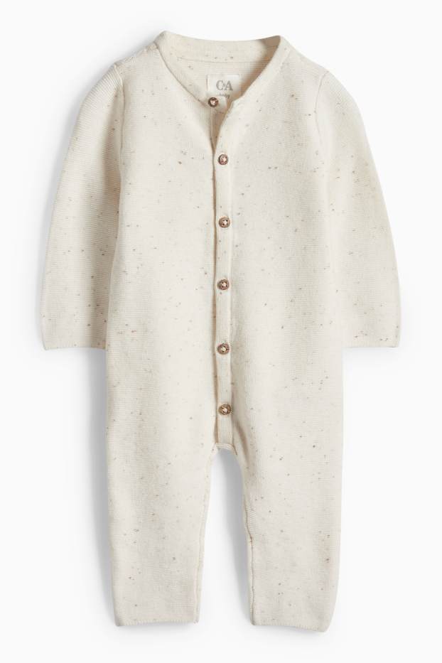 Unisex - Baby-Strick-Jumpsuit - cremeweiß