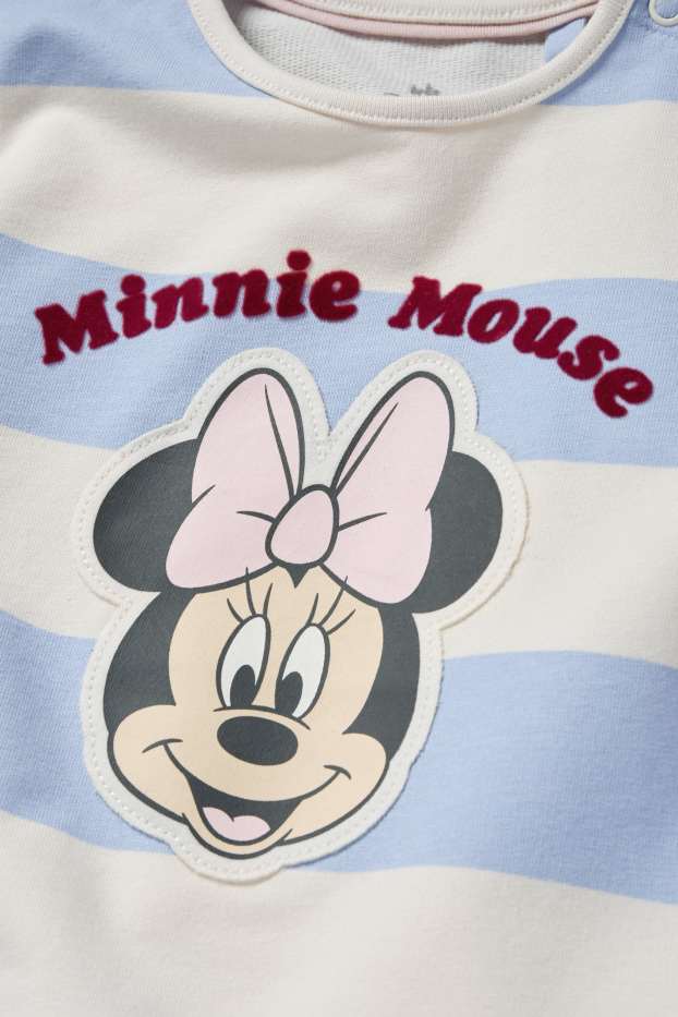 Baby Mädchen - Minnie Maus - Baby-Sweatshirt - gestreift - blau  / cremefarben