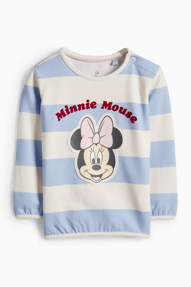 Baby Mädchen - Minnie Maus - Baby-Sweatshirt - gestreift - blau  / cremefarben