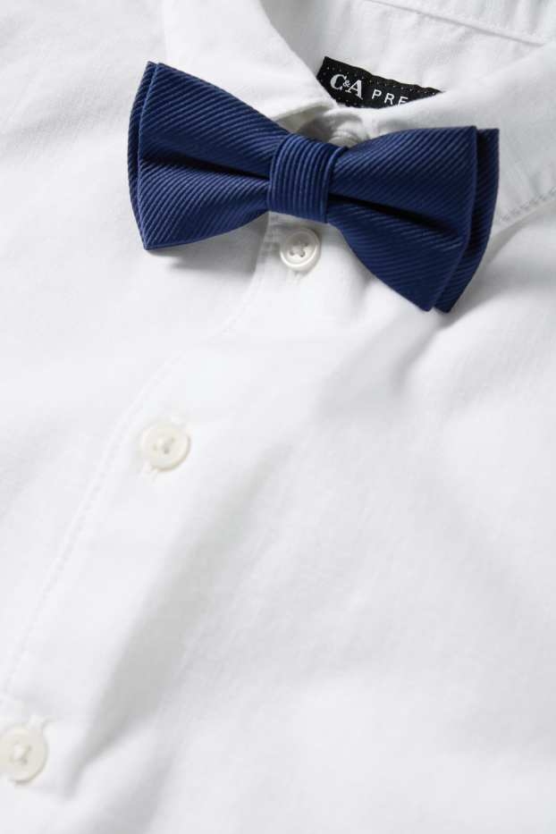 Children Boys - Set - shirt, waistcoat and bow tie - 3 piece - party - white / gray