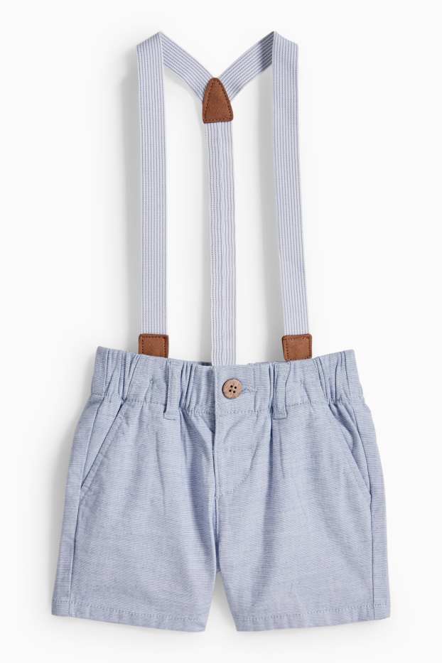 Bebeluși - băieți - Compleu bebeluși - 3 piese - albastru / alb