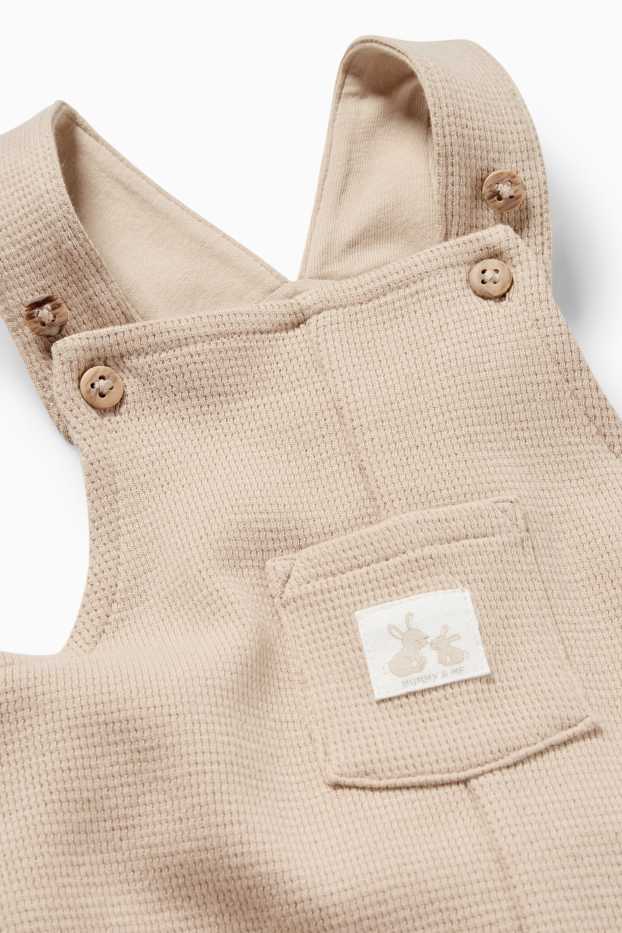Unisex - Häschen - Baby-Latzhose - strukturiert - beige