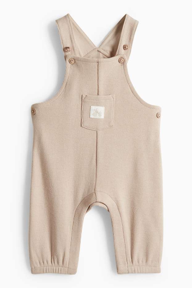 Unisex - Häschen - Baby-Latzhose - strukturiert - beige