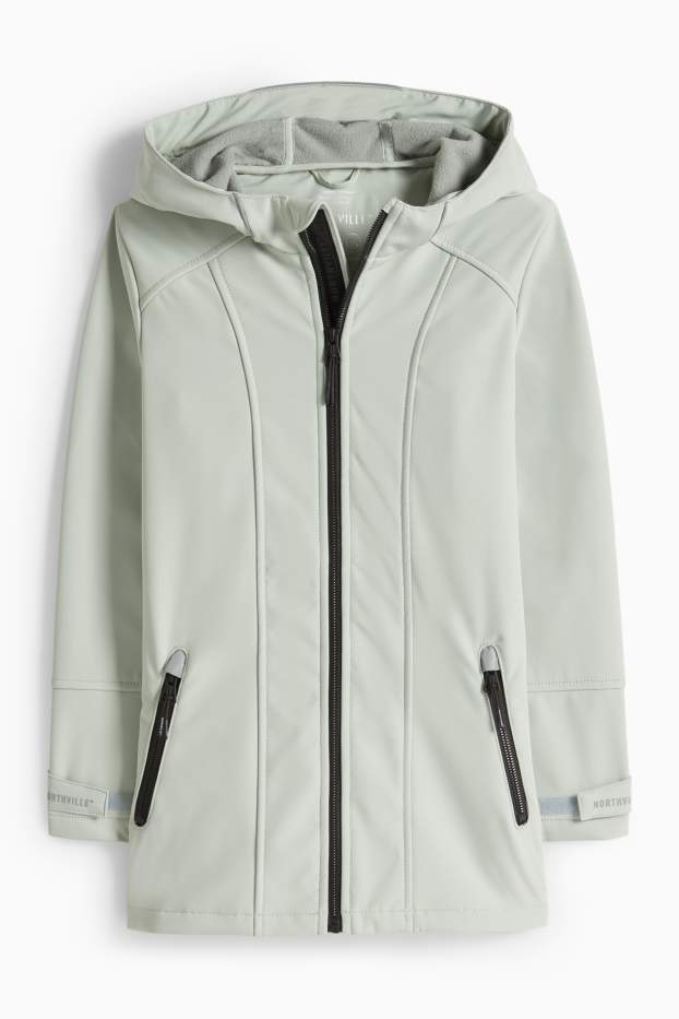 Bambine - Giacca softshell con cappuccio - impermeabile - verde menta