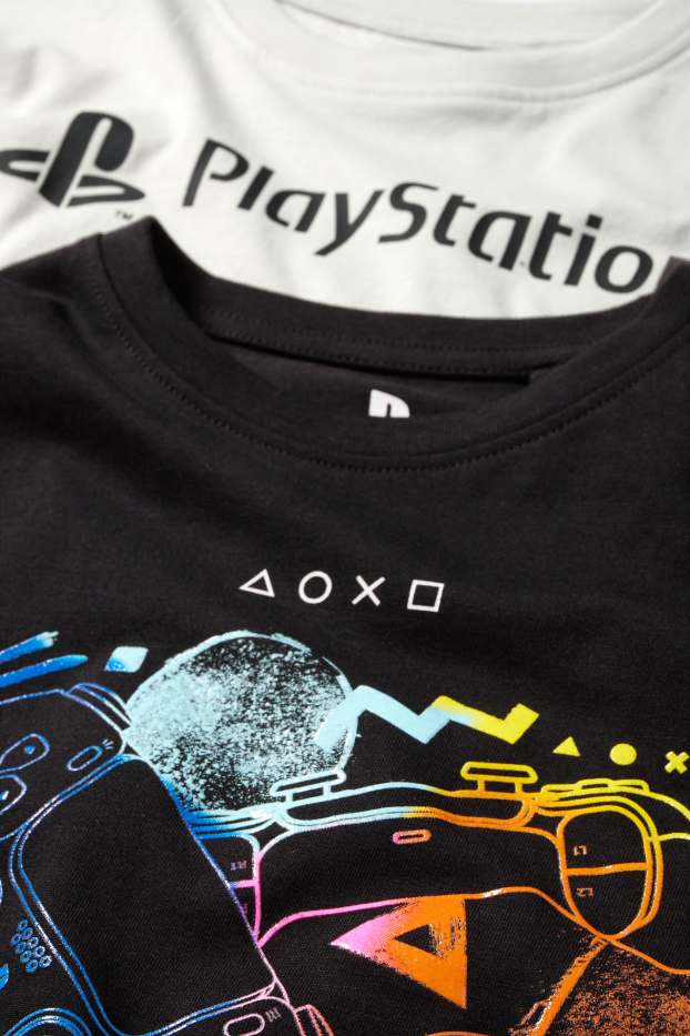 Děti - chlapci - Multipack 2 ks - PlayStation - tričko s dlouhým rukávem - černá/bílá