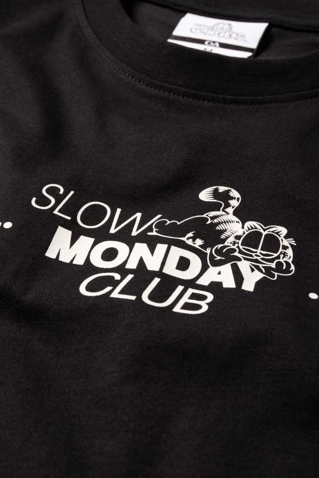 Pánské - Tričko - oversized - Garfield - černá