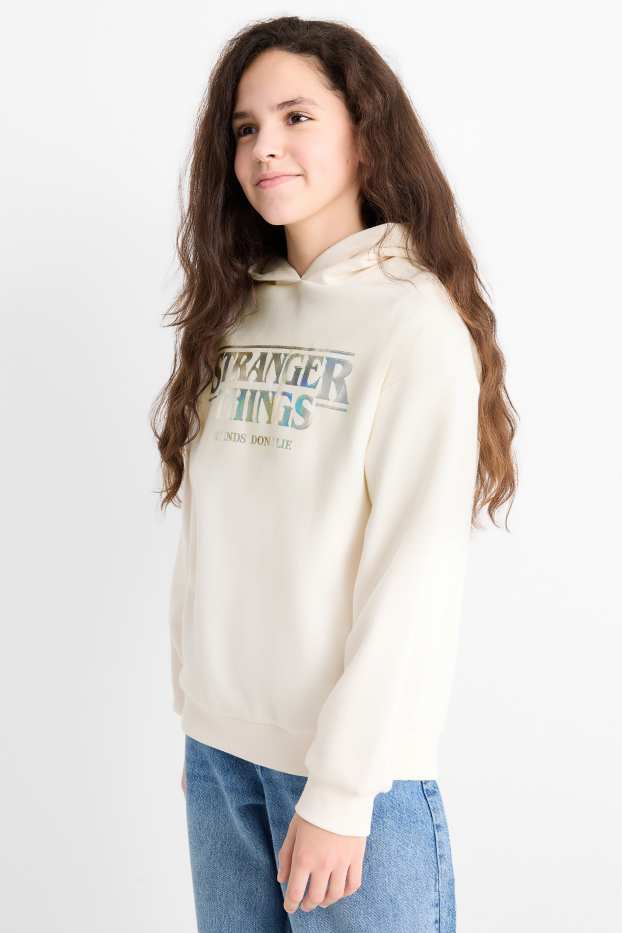 Enfants filles - Stranger Things - sweat à capuche - blanc crème