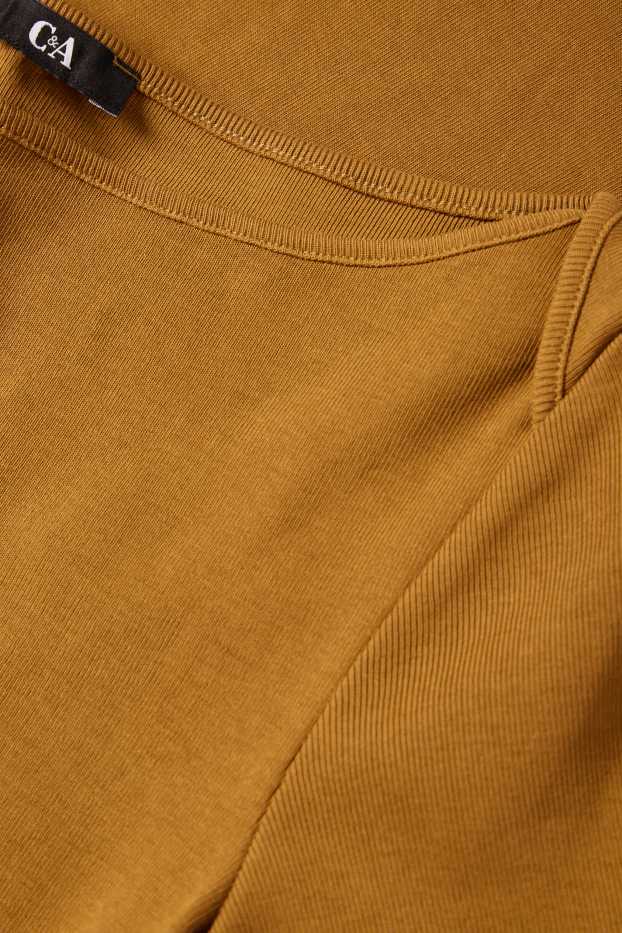 Donna - T-shirt - regular fit - a coste - marrone chiaro