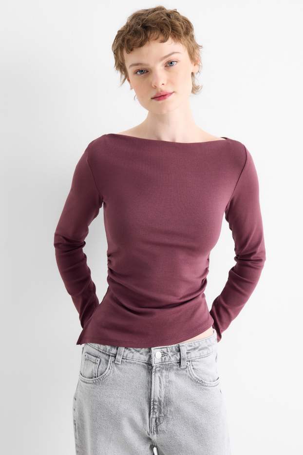 Dames - Longsleeve - slim fit - paars