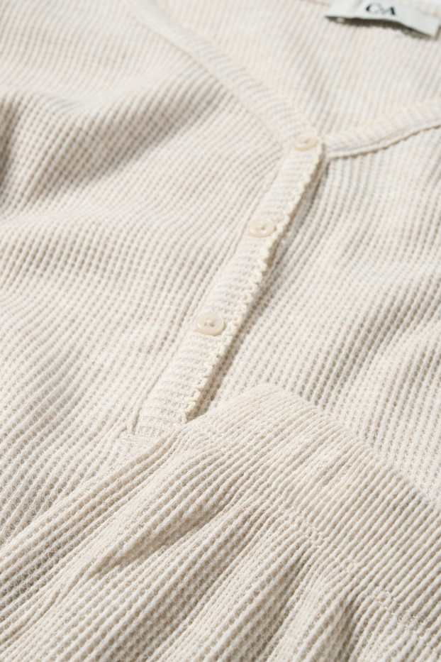 Dames - Pyjama - met structuur - licht beige