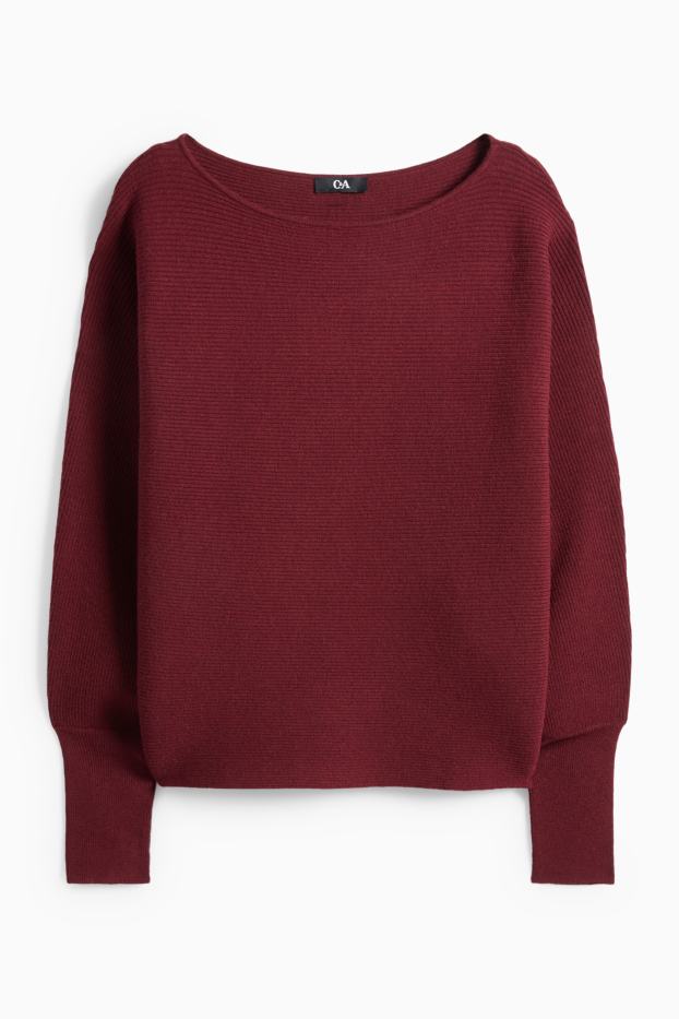 Dámské - Svetr - žebrovaný - bordeaux