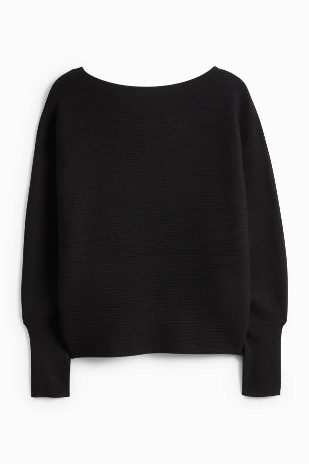 Dámské - Svetr - žebrovaný - černá