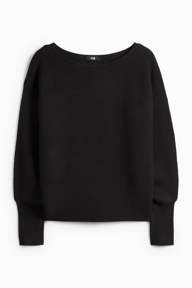 Dámské - Svetr - žebrovaný - černá