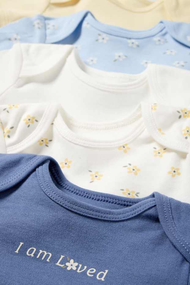 Neonate - Confezione da 5 - fiorellini - body per neonate - blu / bianco