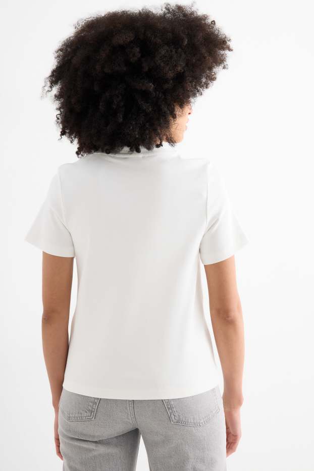 Femei - Tricou - regular fit - aspect lucios - alb