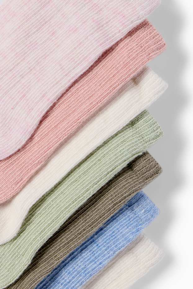 Bébés filles - Lot de 7 paires - chaussettes bébé - finition côtelée - coloré