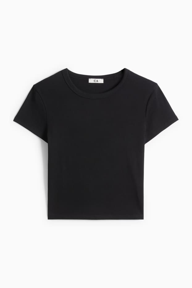Damen - T-Shirt - Slim Fit - schwarz