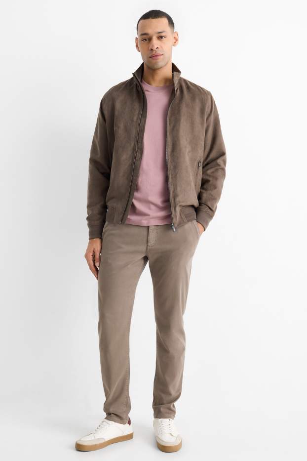 Pánské - Kalhoty chino - slim fit - khaki