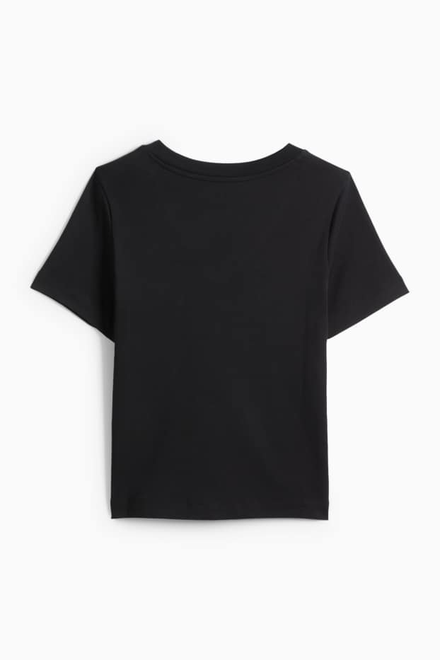 Femmes - T-shirt avec encolure en V - slim fit - noir