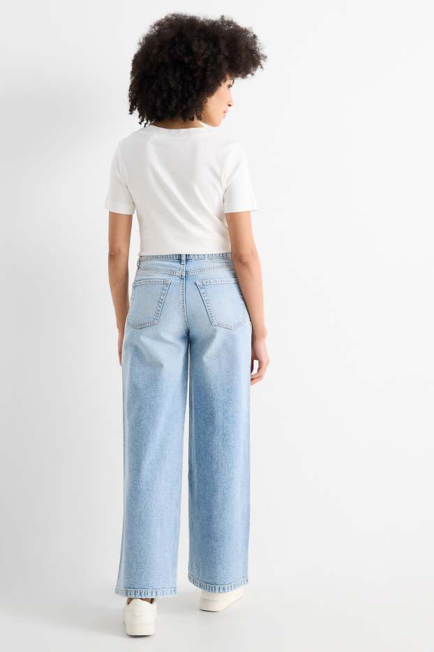 Dona - Wide leg Jeans - mid waist - texà blau clar