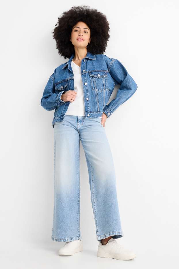 Dona - Wide leg Jeans - mid waist - texà blau clar
