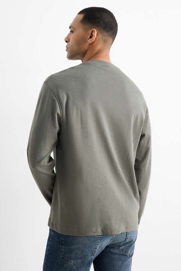 Hommes - Haut à manches longues - relaxed fit - kaki