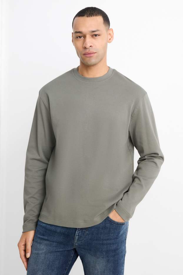 Hommes - Haut à manches longues - relaxed fit - kaki
