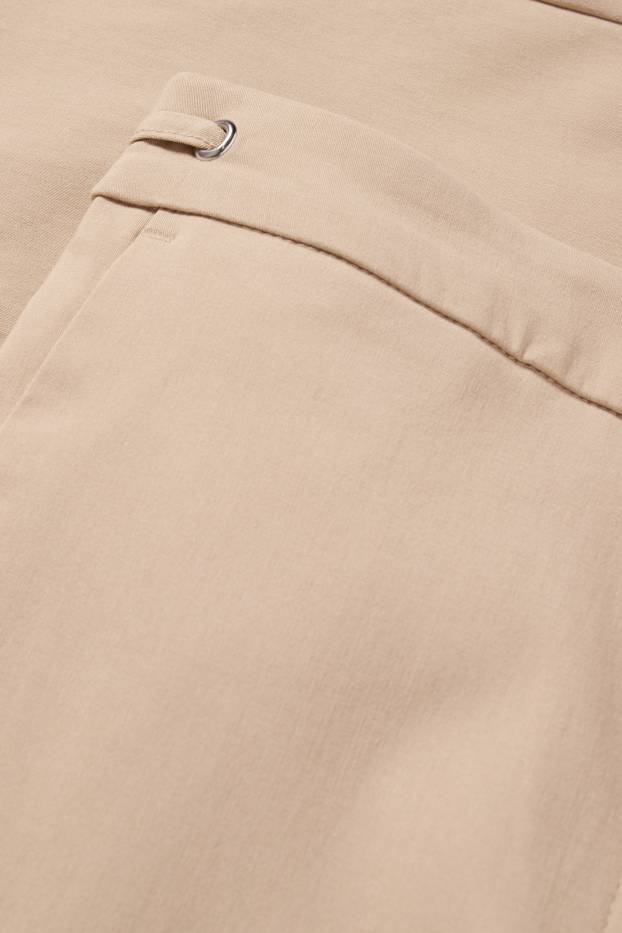 Damen - Stoffhose - Mid Waist - Tapered Fit - beige