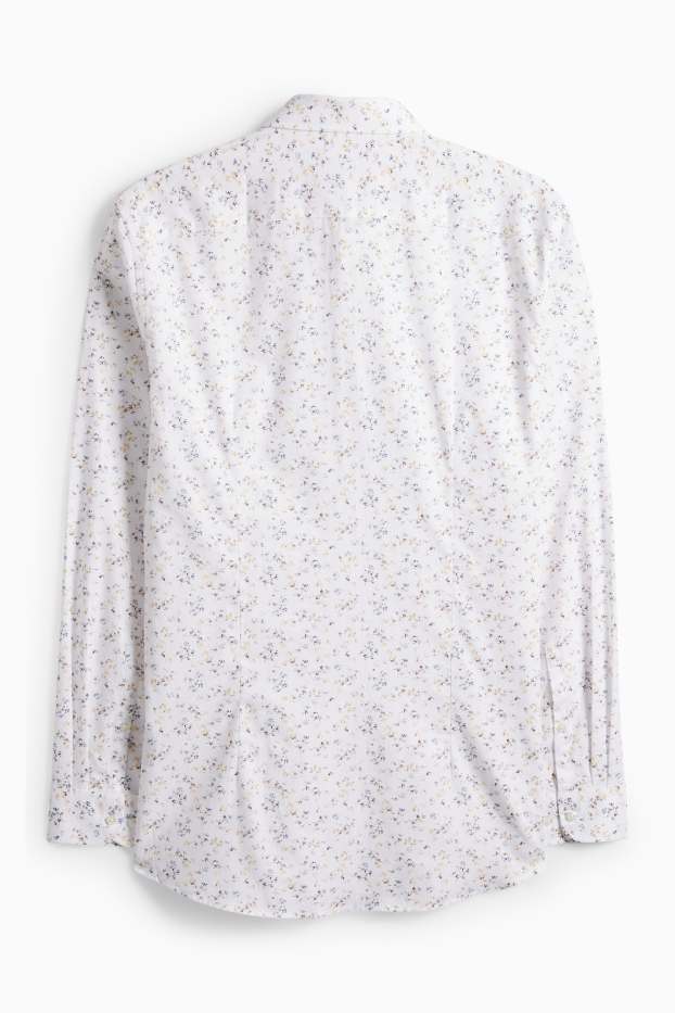 Herren - Businesshemd - Slim Fit - Kent - bügelleicht - gemustert - weiß