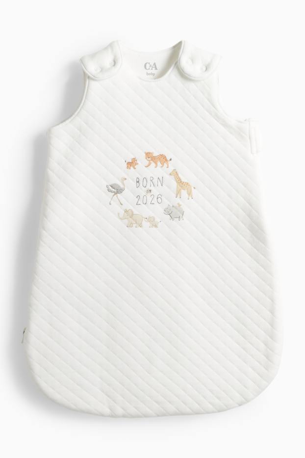 Unisex - Wild animals - baby sleeping bag - 0-4 months - white