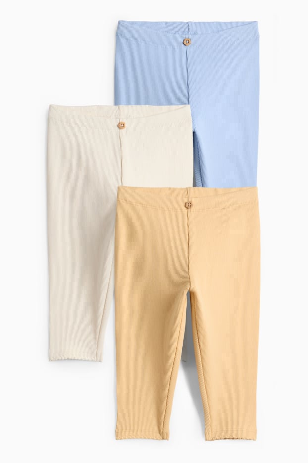 Bébés filles - Lot de 3 - leggings bébé - finition côtelée - jaune