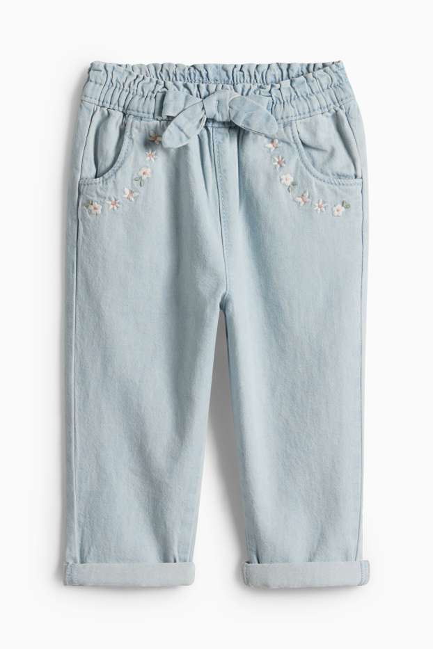 Miminka - dívky - Květiny - džíny pro miminka - džíny - světle modré