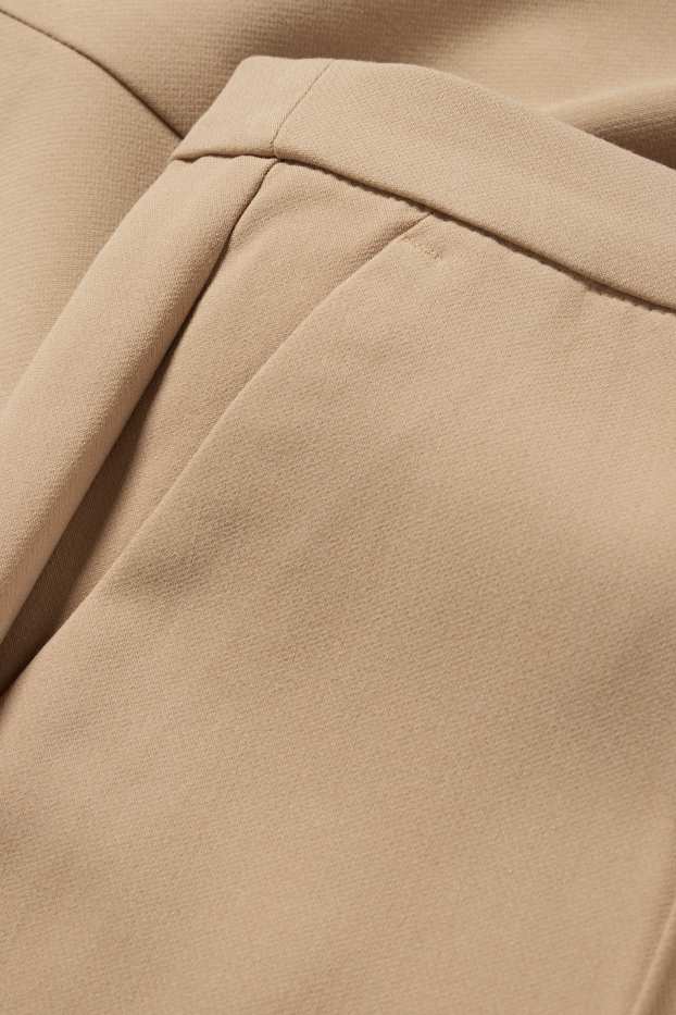 Dámské - Plátěné kalhoty - mid waist - slim fit - světle hnědá