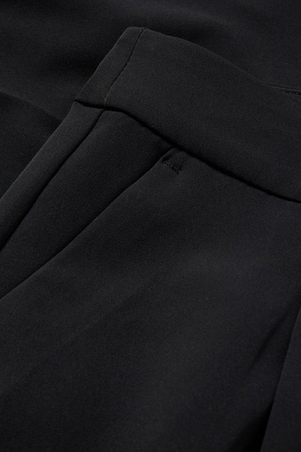 Dámské - Plátěné kalhoty - high waist - straight leg - černá