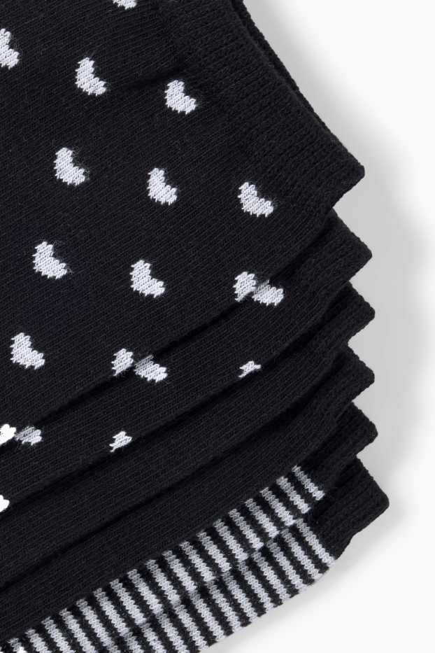 Damen - Multipack 3er - Socken mit Motiv - Herz - schwarz
