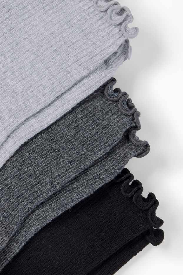 Dámské - Multipack 3 ks - ponožky - žebrované - šedá/černá