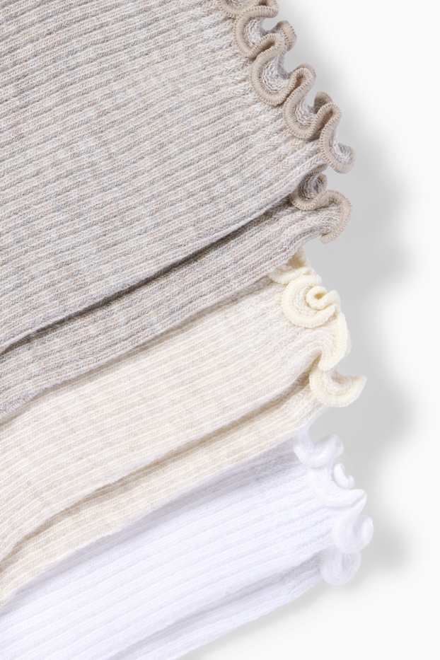 Dámské - Multipack 3 ks - ponožky - žebrované - krémově bílá