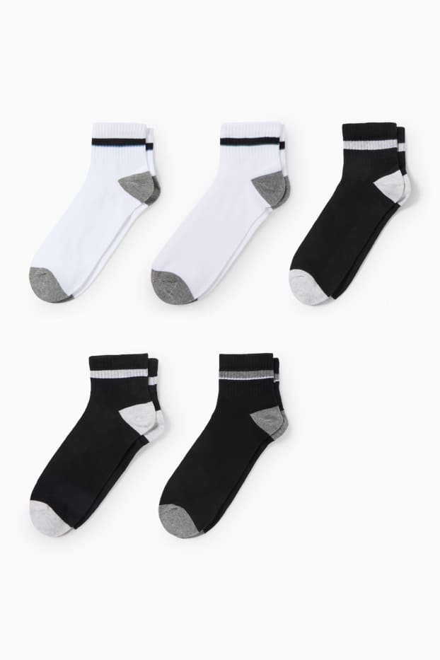 Men - Multipack of 5 - short socks - black / white