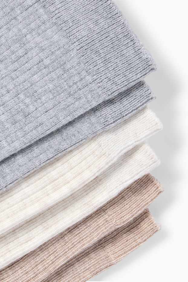 Dámské - Multipack 3 ks - ponožky - žebrované - šedá/béžová