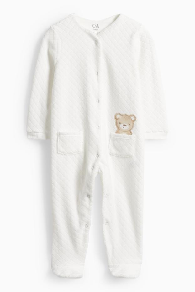 Unisexe - Teddy bear - pyjama bébé - finition texturée - blanc