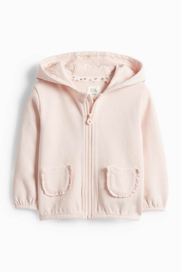 Baby Mädchen - Baby-Sweatjacke mit Kapuze - strukturiert - rosa