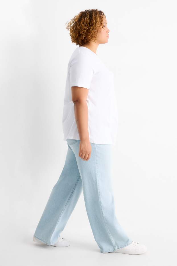 Femei - Wide leg jeans - talie înaltă - denim-albastru deschis