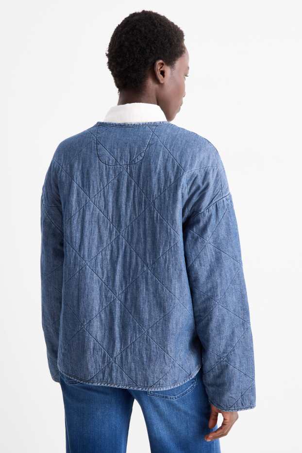 Dames - Gewatteerde spijkerjas - oversized - jeansblauw